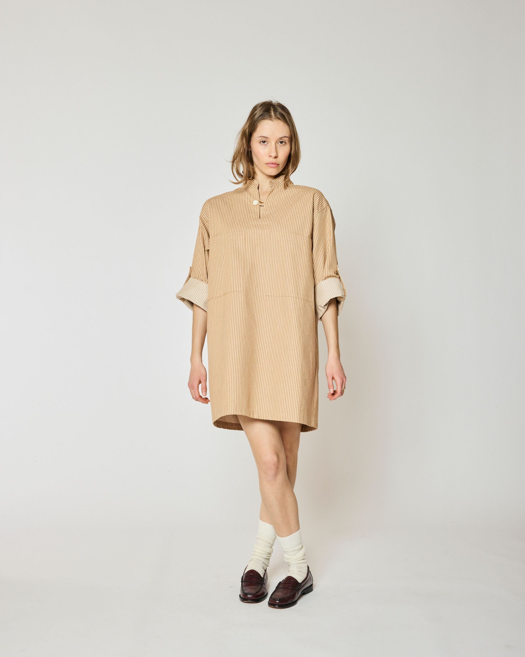 Akari Striped Brown Dress
