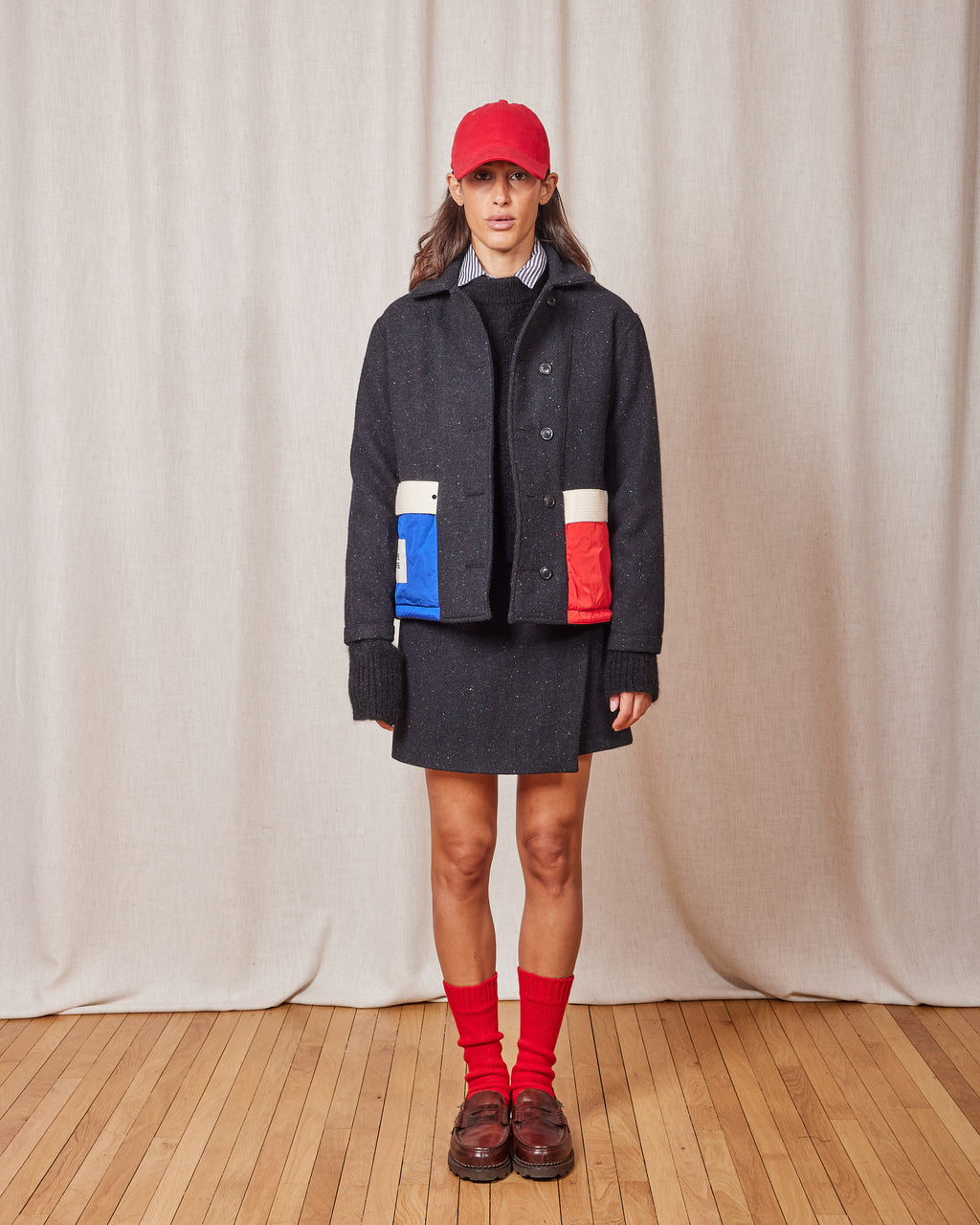 VESTE ASZA HARRIS TWEED BLACK - MULTI