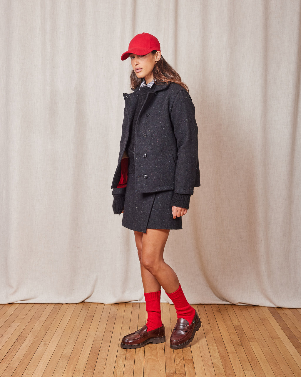 VESTE ASZA HARRIS TWEED BLACK - MULTI