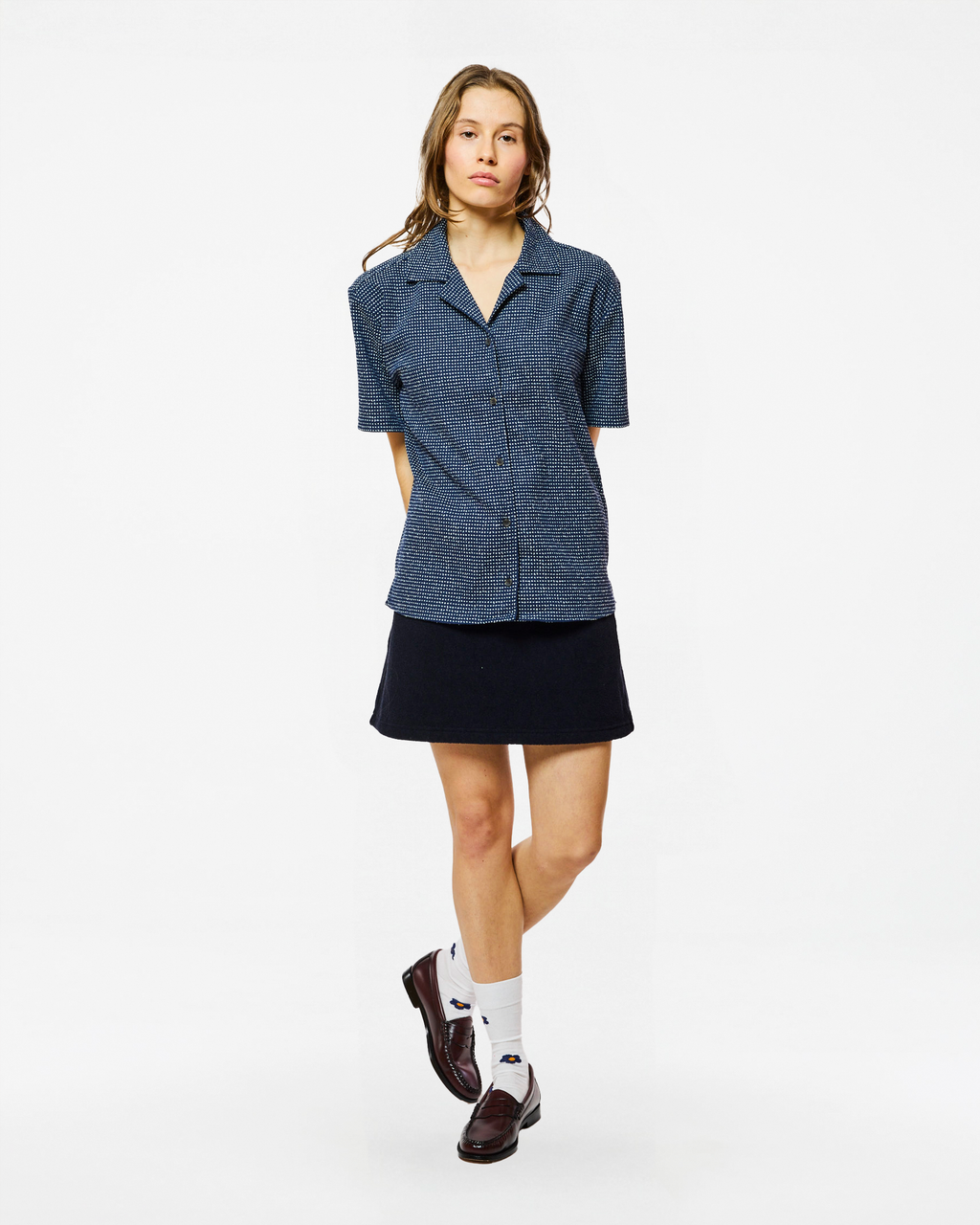 CHEMISE AWA CACTUS NAVY-WHITE