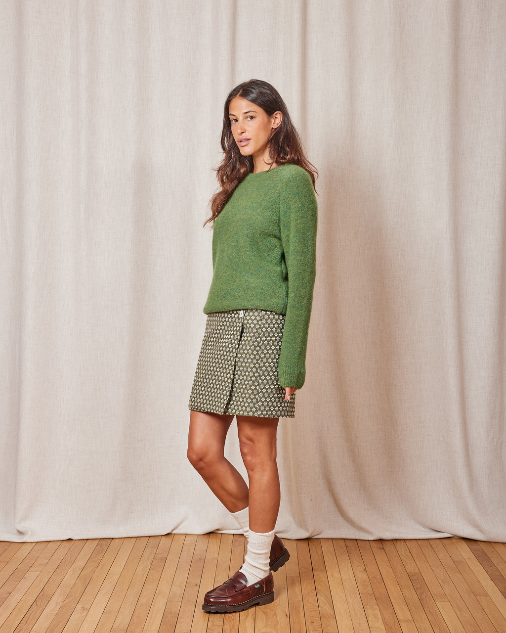 CAMILLE SNOW KHAKI-WHTE SKIRT