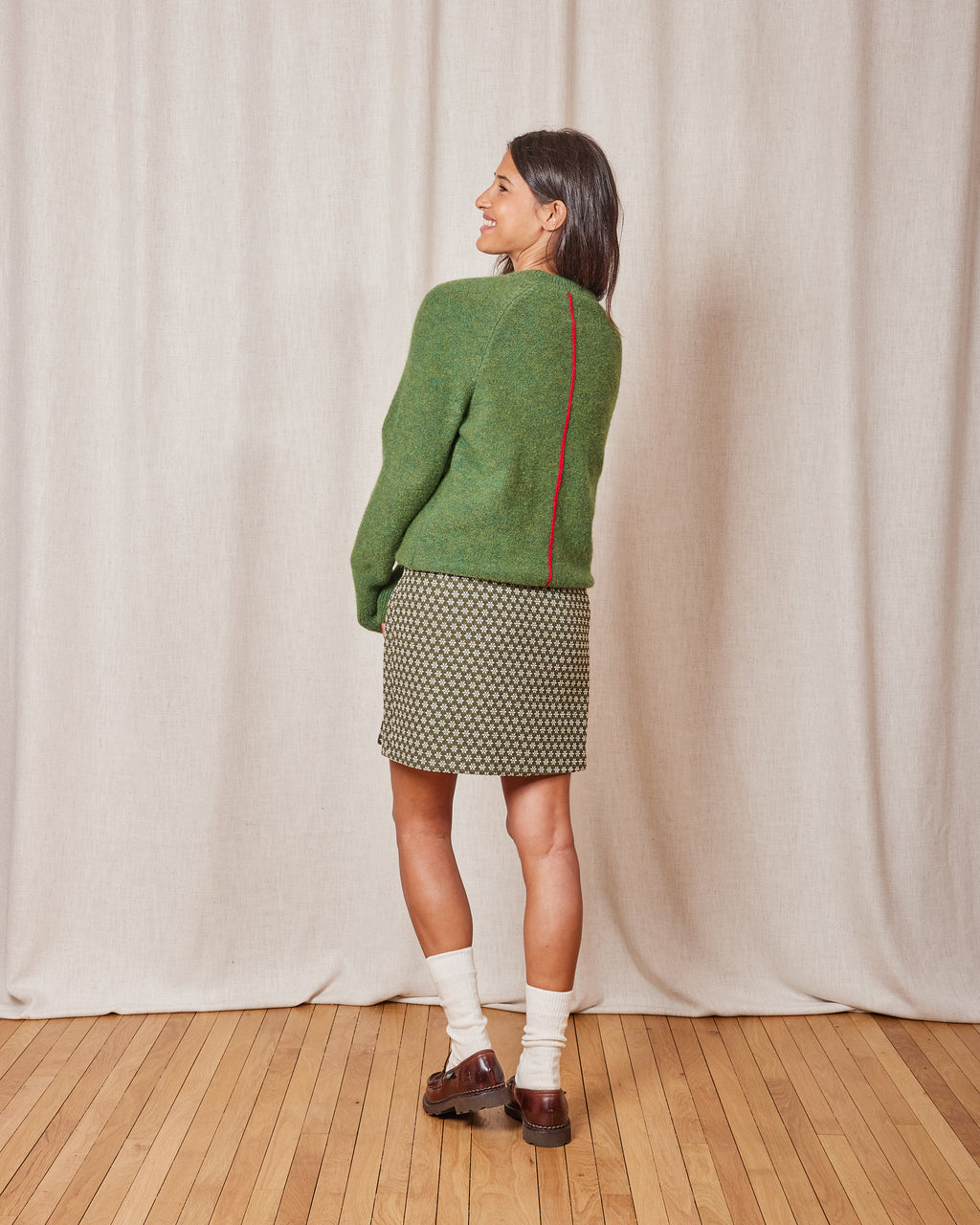 CAMILLE SNOW KHAKI-WHTE SKIRT