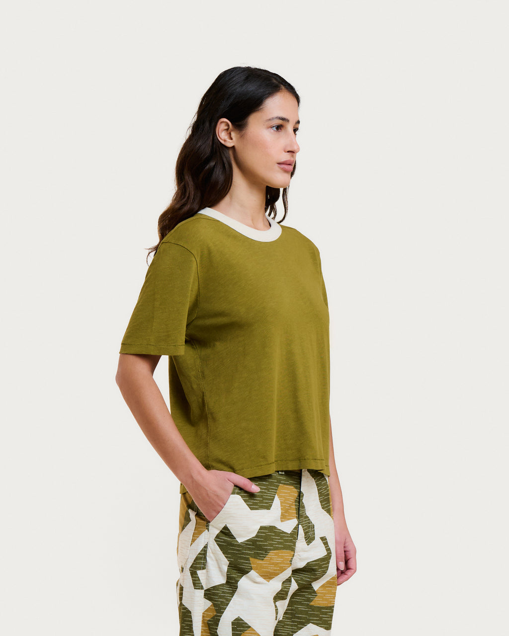 T-SHIRT BILLIE KHAKI CREAM