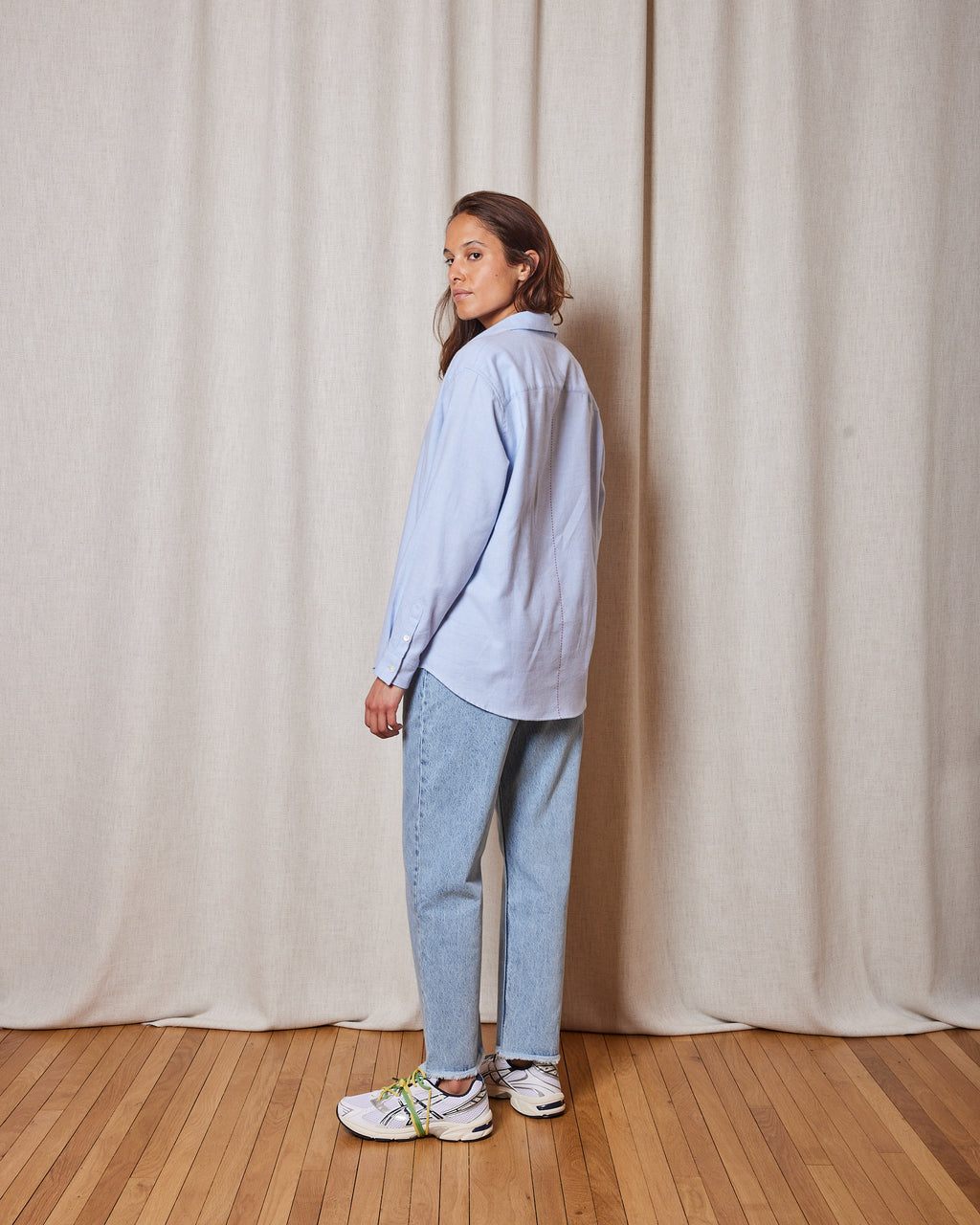 CHEMISE BOYFRIEND MERINO COOL BLUE