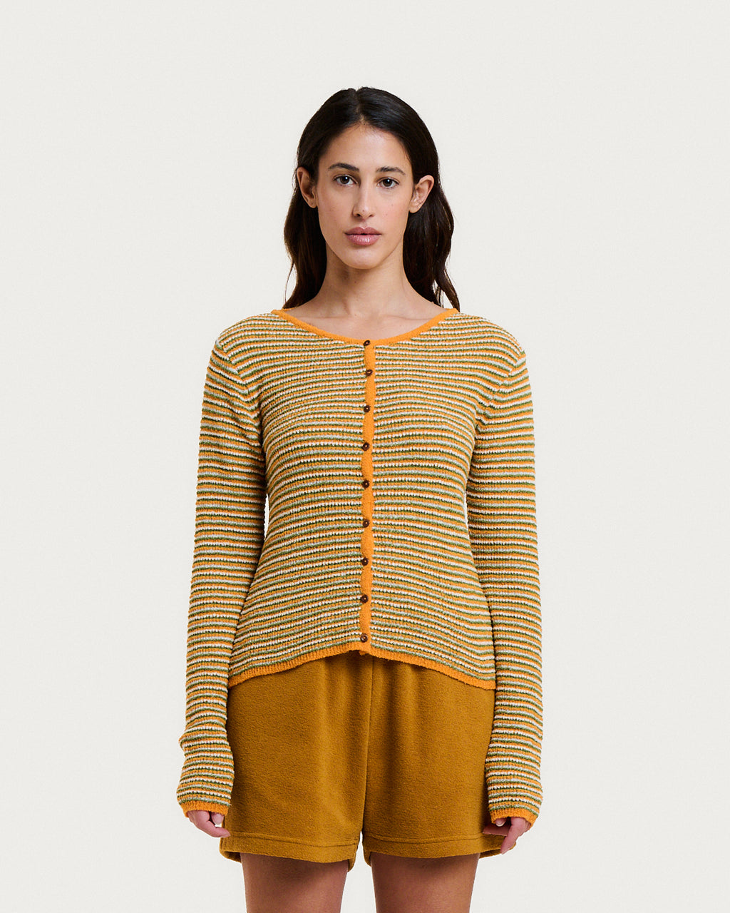 CLEO SPUMA ORANGE STRIPES CARDIGAN
