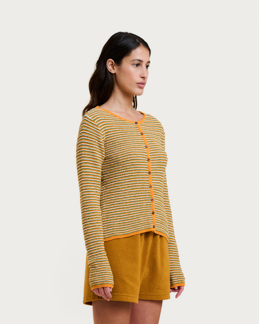 CLEO SPUMA ORANGE STRIPES CARDIGAN