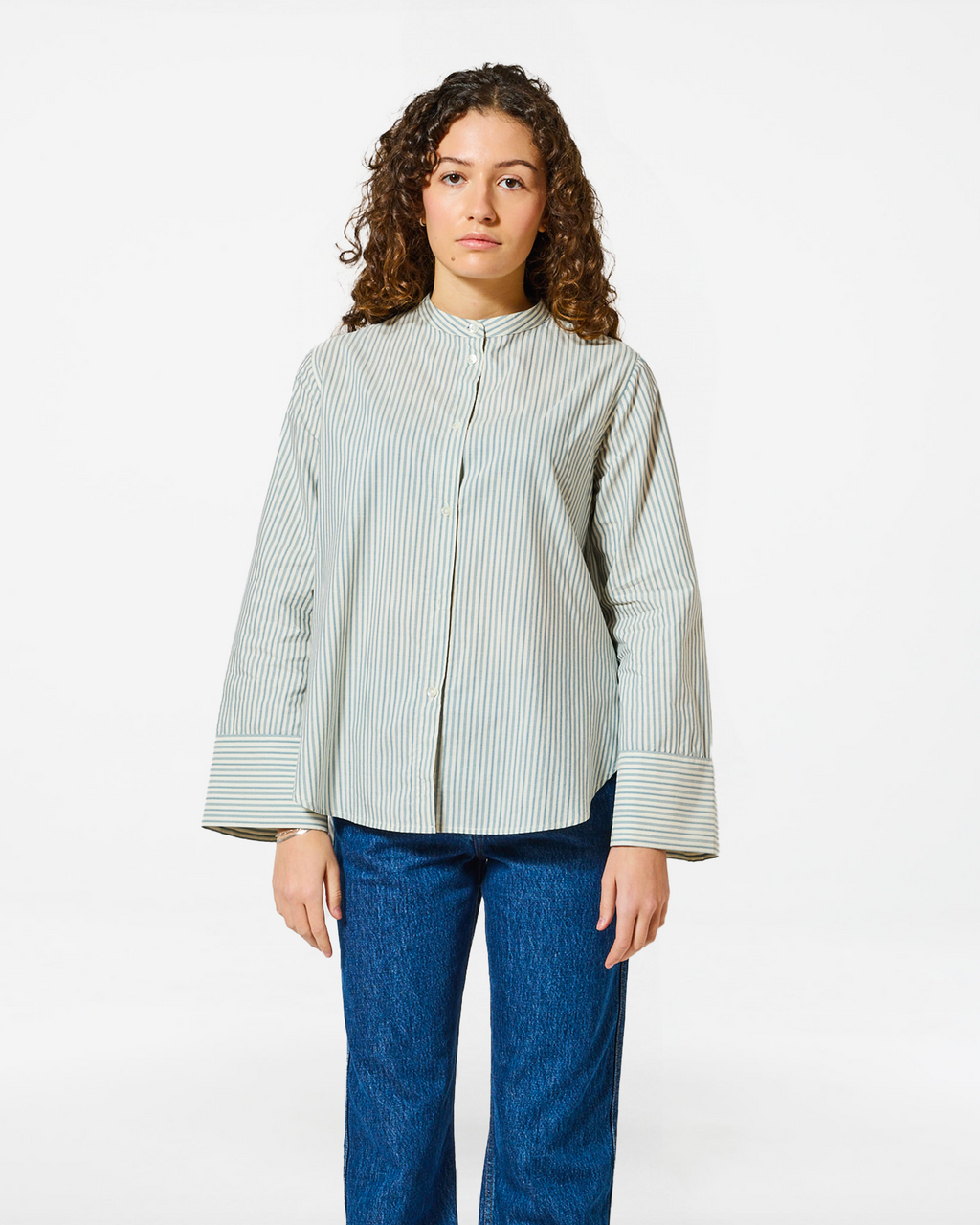 CHLOÉ BARRE ECRU-BLUE SHIRT