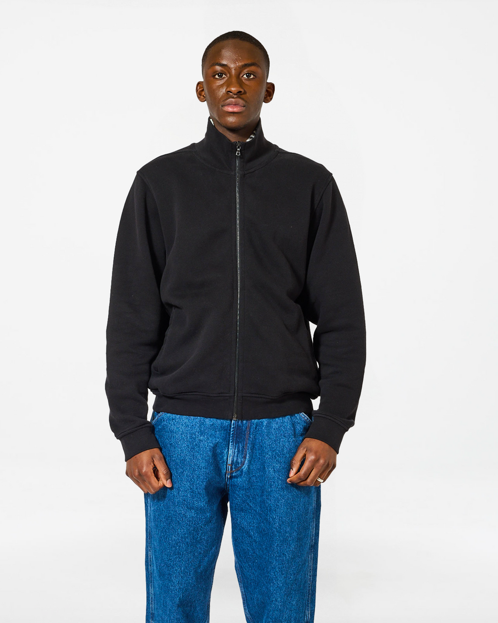 FULL-ZIP TERRY BLACK SWEATER