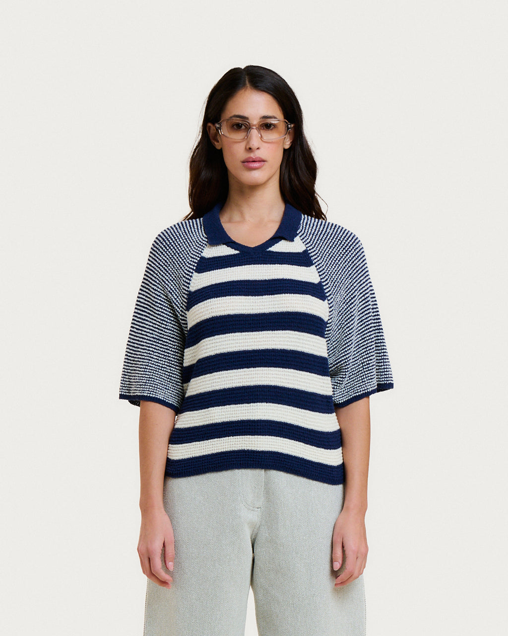 CARDIGAN FLAVIA SPUMA NAVY STRIPES