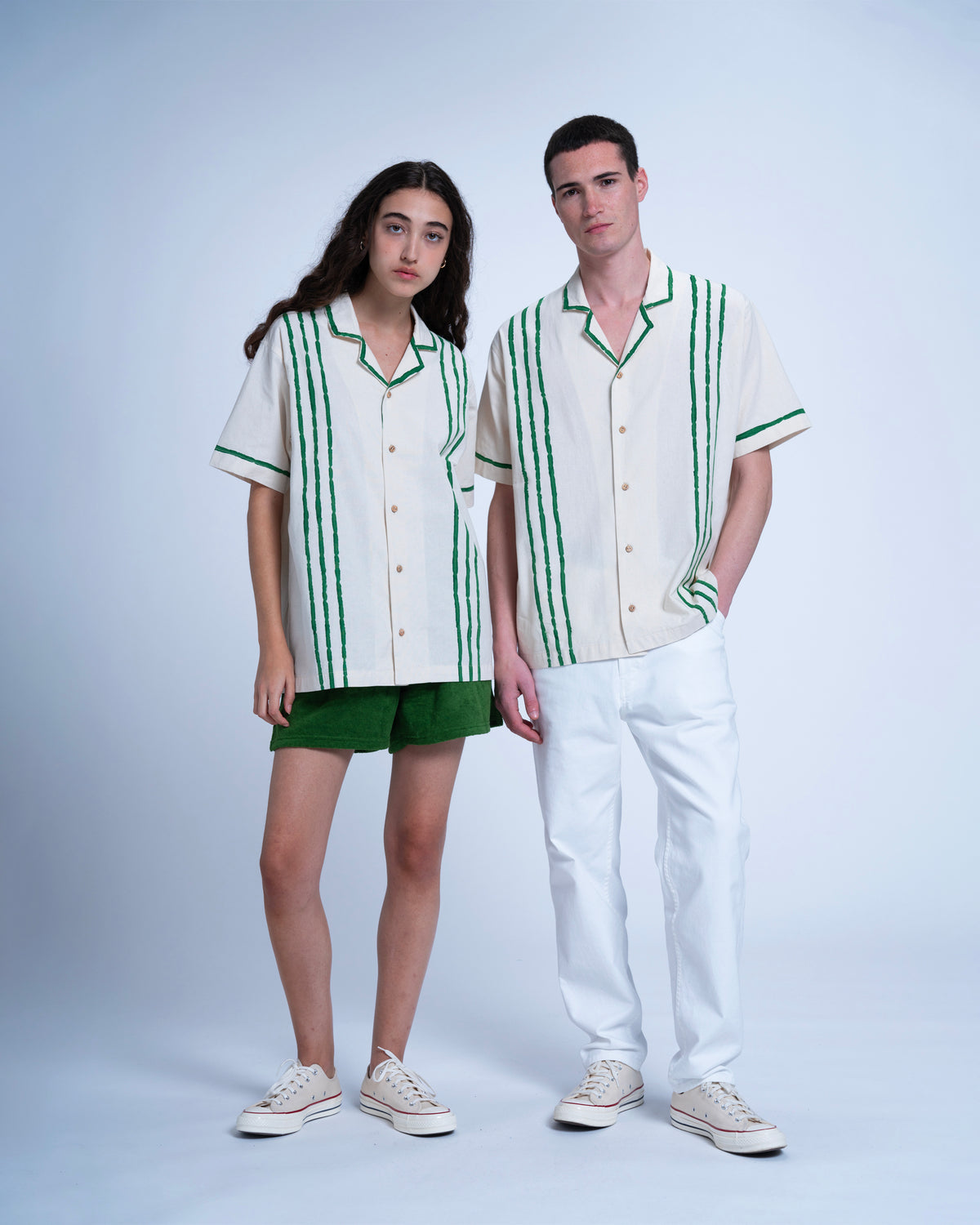 PRAIA SHIRT GREEN STRIPES