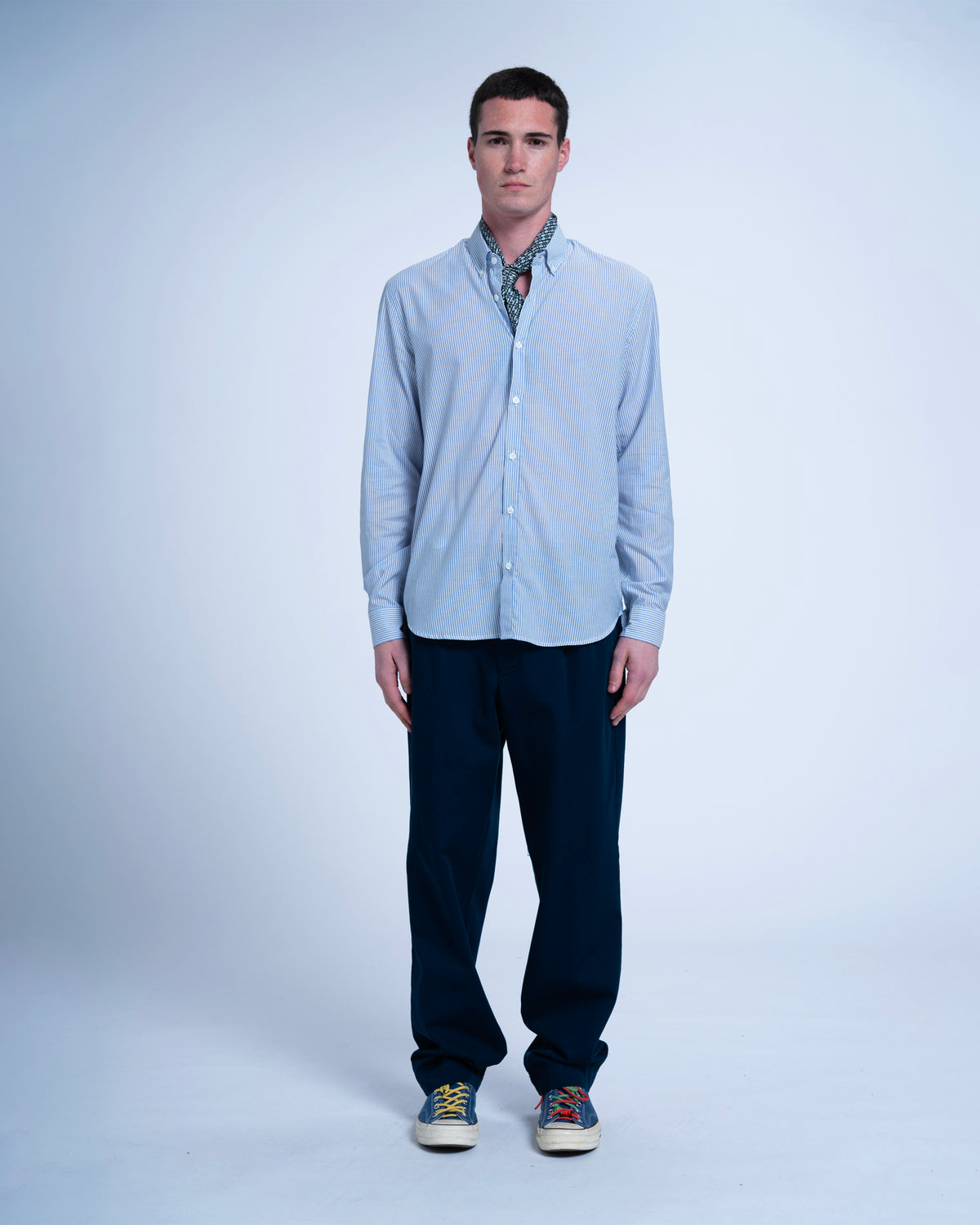 CHEMISE TOKYO SILK BLUE STRIPES