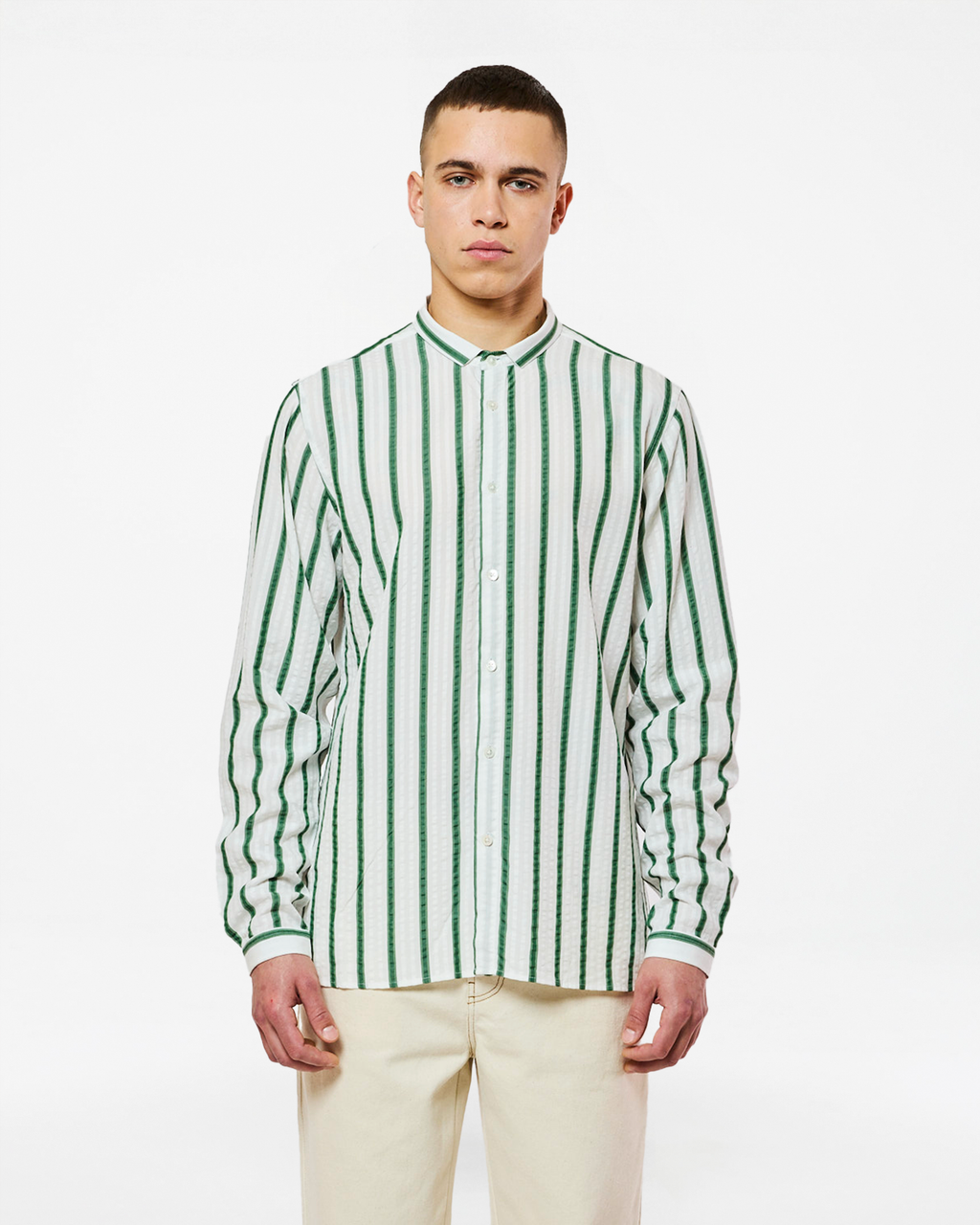 PALA TENCEL GREEN STRIPES SHIRT
