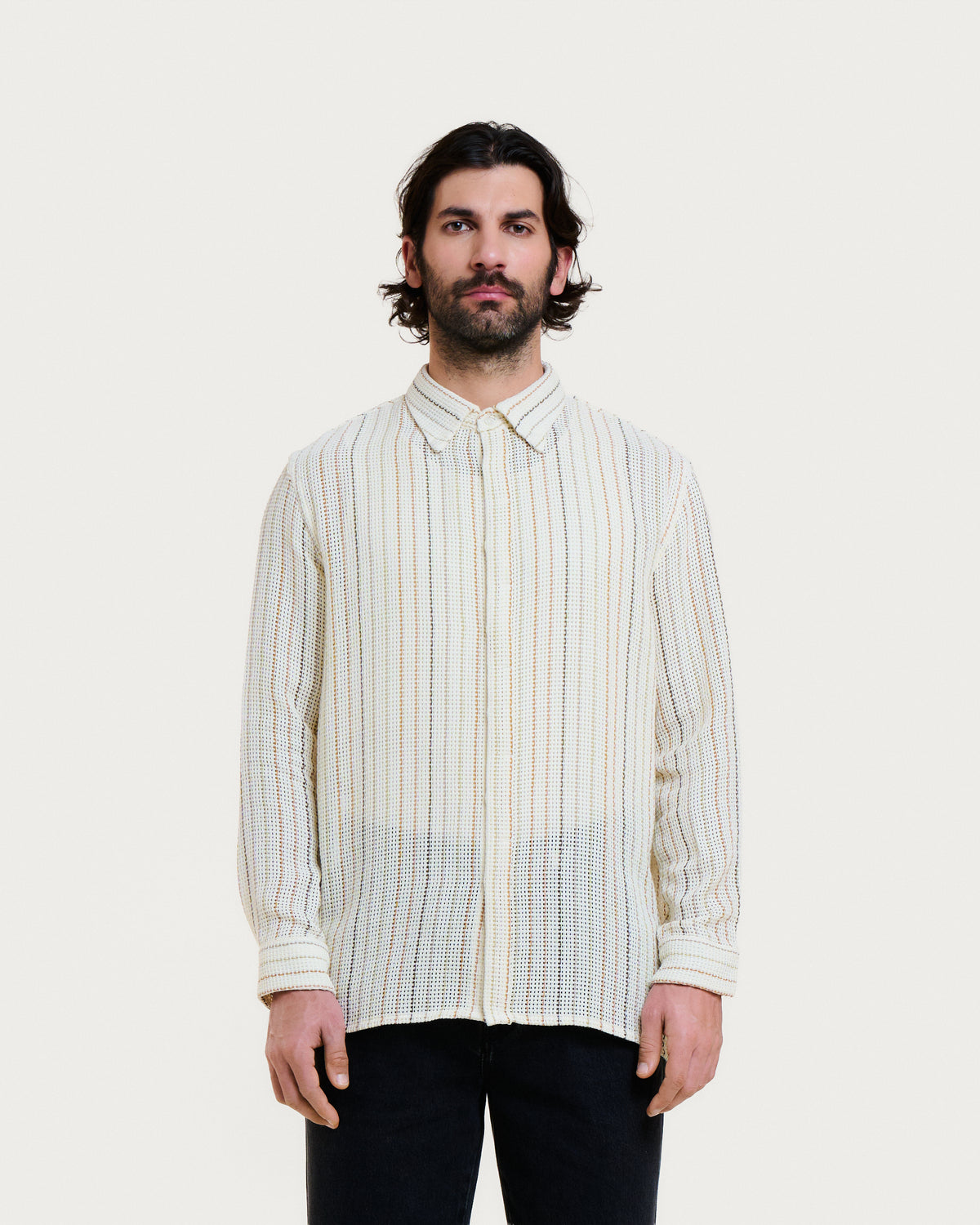 SHADOW NET SHIRT ECRU MULTI