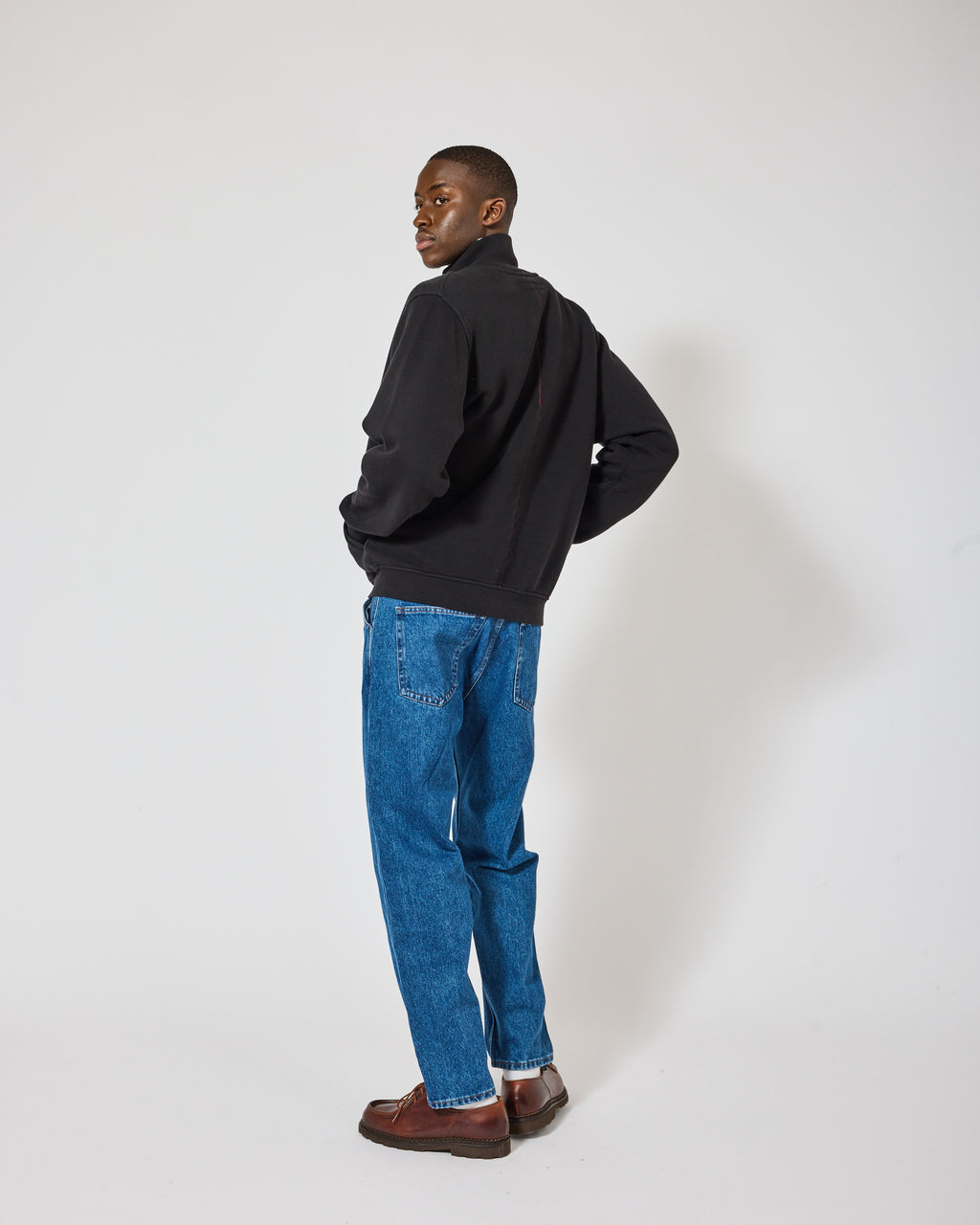 FULL-ZIP TERRY BLACK SWEATER