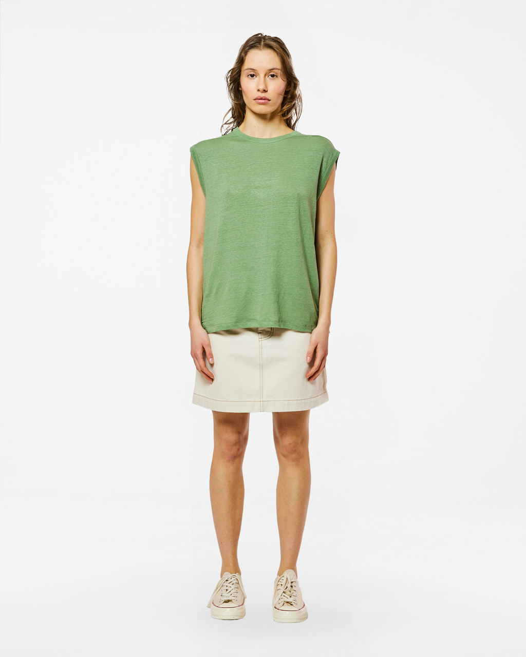 DÉBARDEUR TOM LINEN SWAMP GREEN