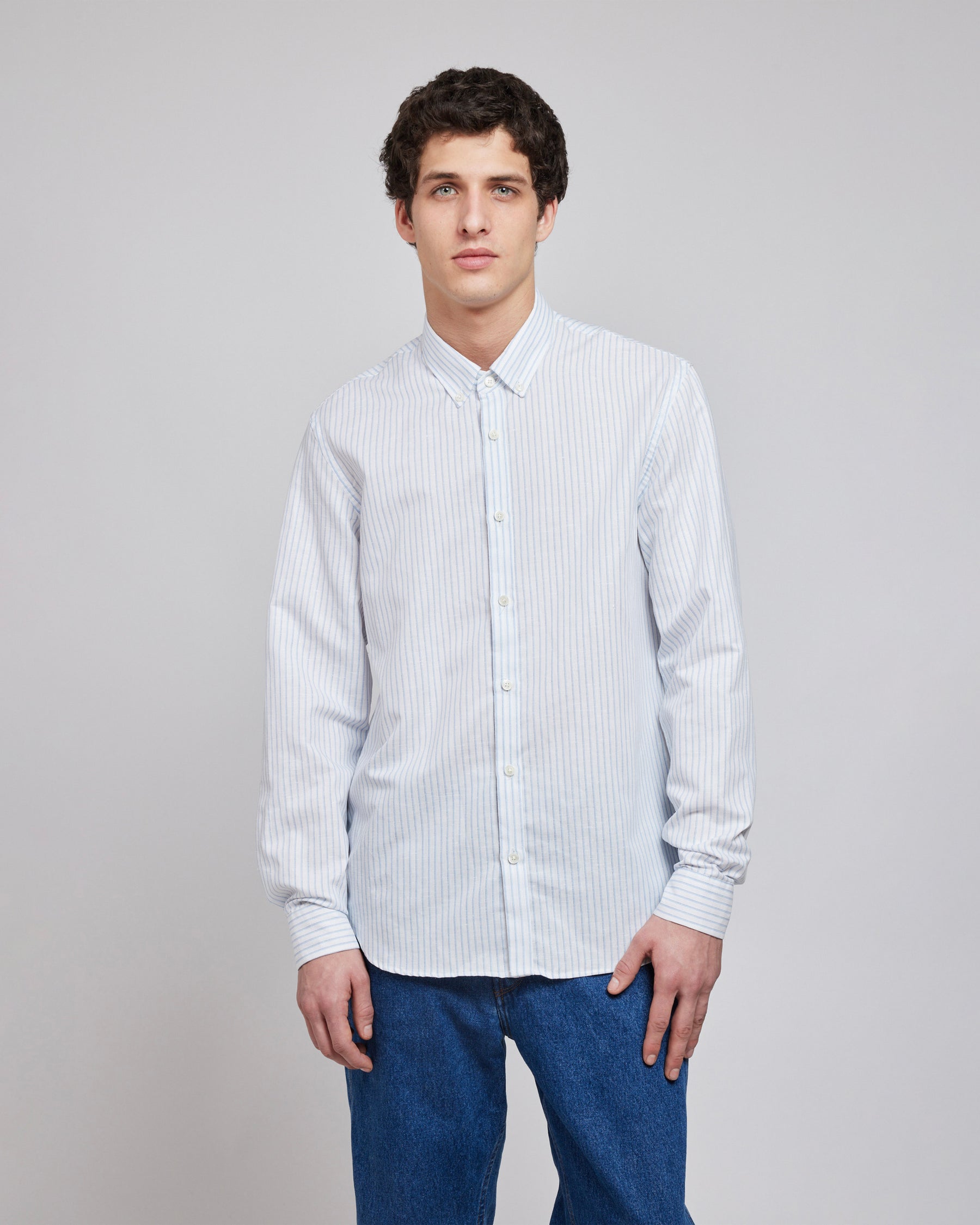TOKYO LINEN BLUE STRIPE