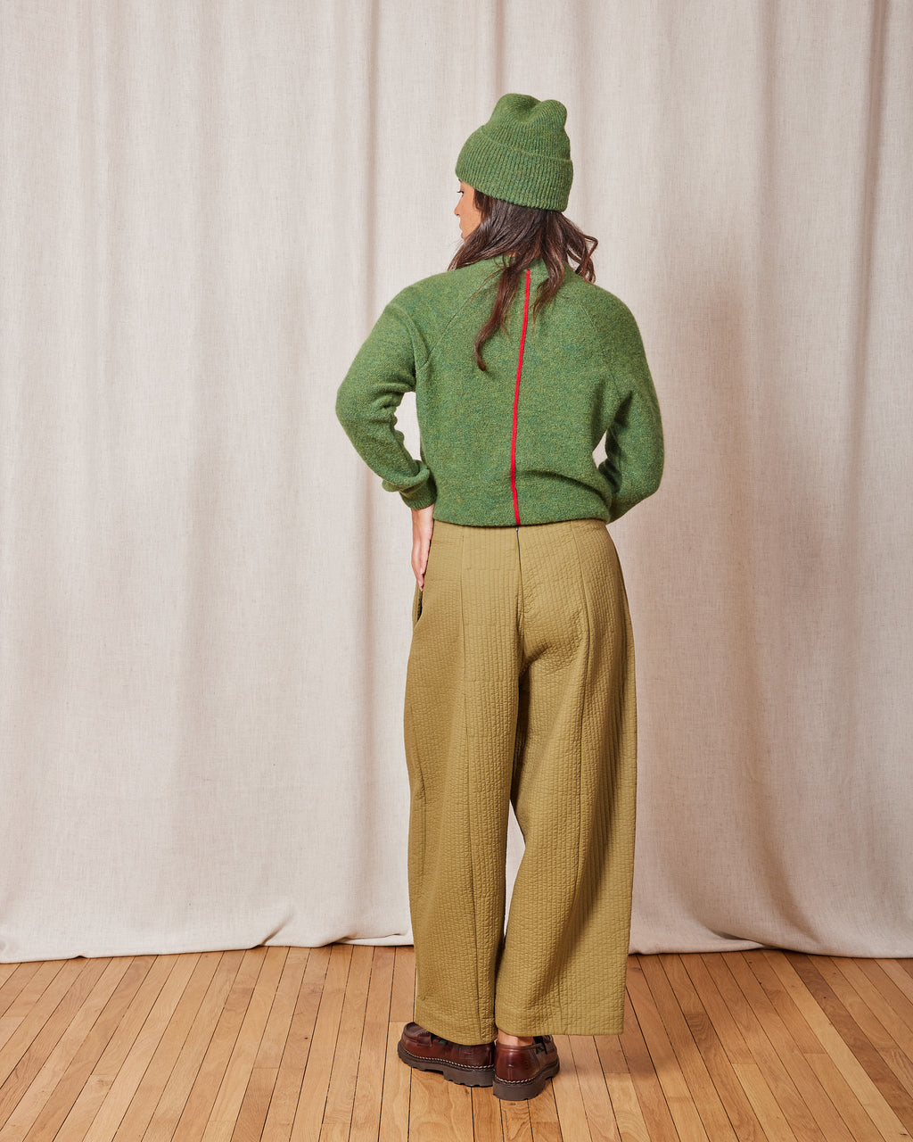 YSABEAU SOFT LIZARD GREEN TROUSERS