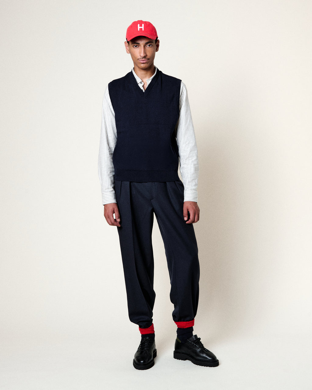 SLEEVELESS SWEATER FIRAS MERINO NAVY