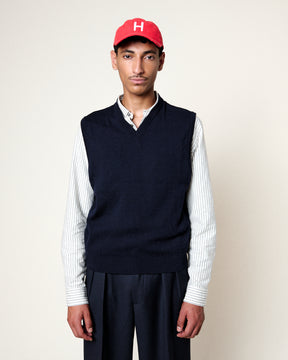 SLEEVELESS SWEATER FIRAS MERINO NAVY