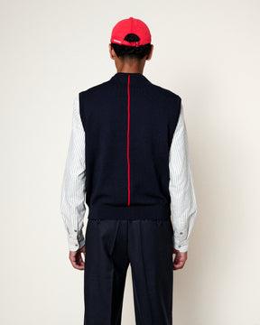 SLEEVELESS SWEATER FIRAS MERINO NAVY