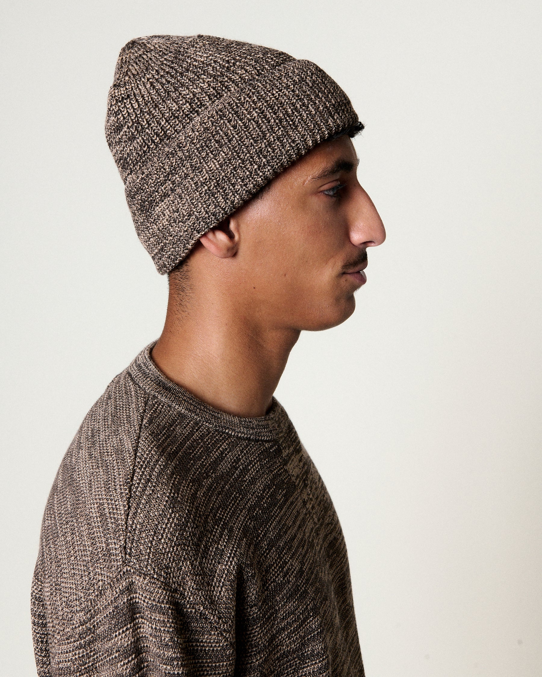 MERINO SPECKLED BROWN BEANIE
