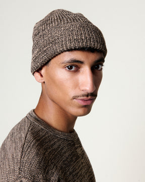 MERINO SPECKLED BROWN BEANIE