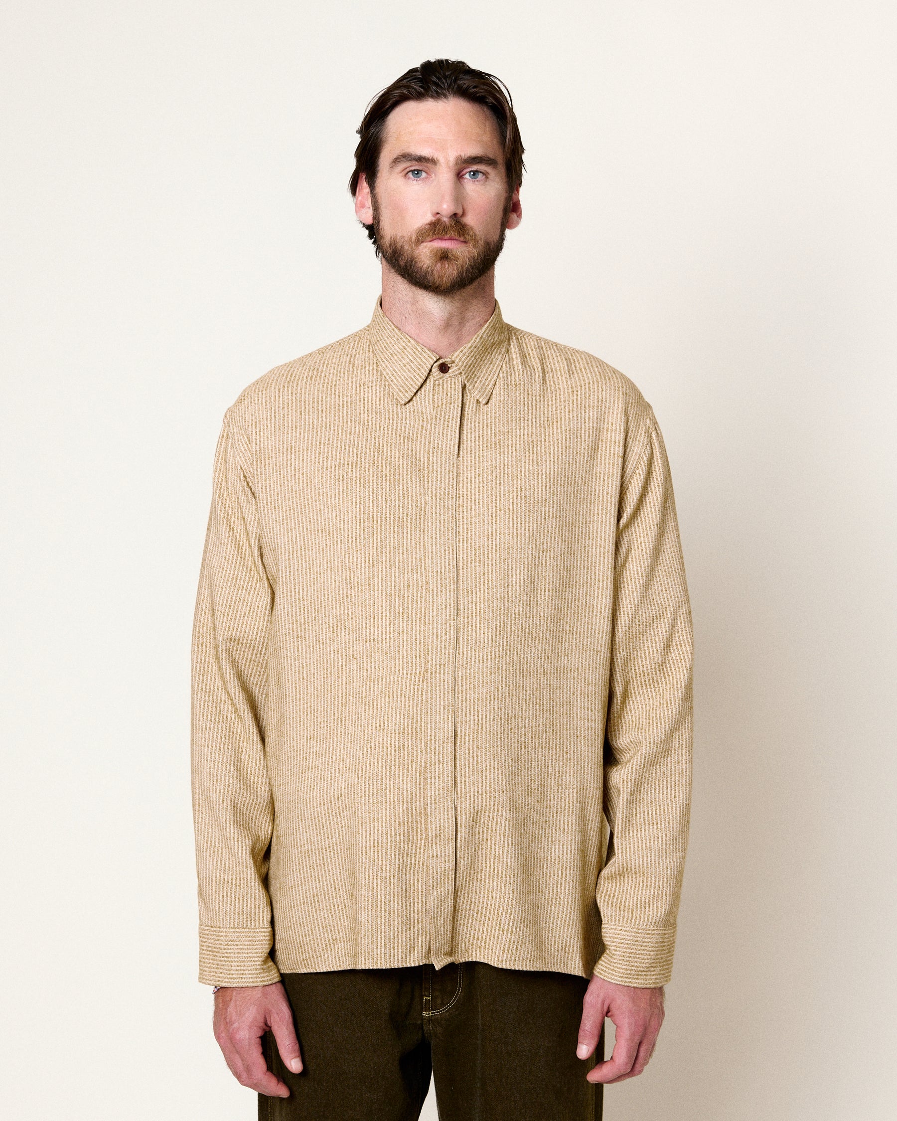 SHADOW SPECK BEIGE STRIPES SHIRT