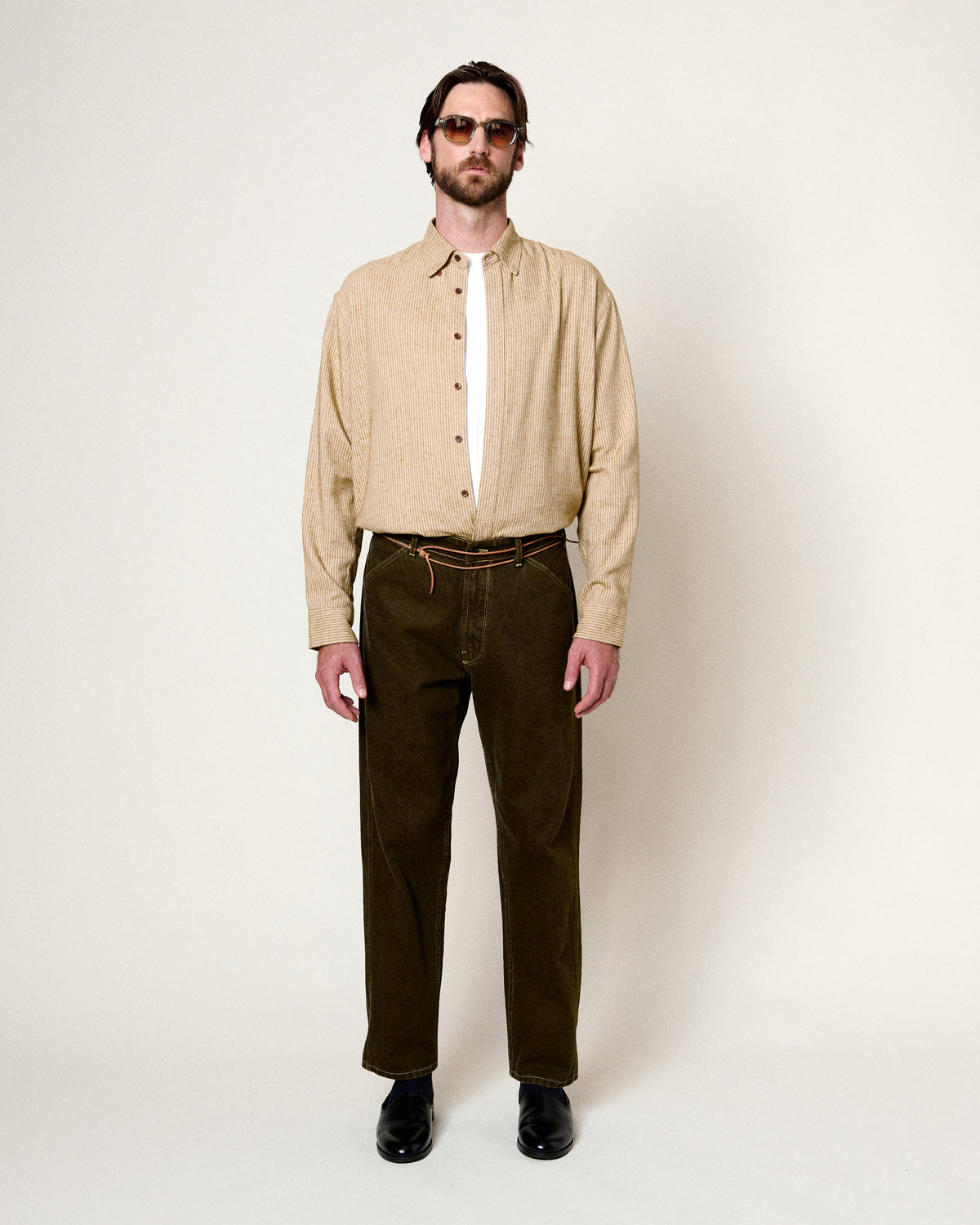 SHADOW SPECK BEIGE STRIPES SHIRT