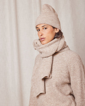 LIGHT BROWN BABY SCARF BONNET