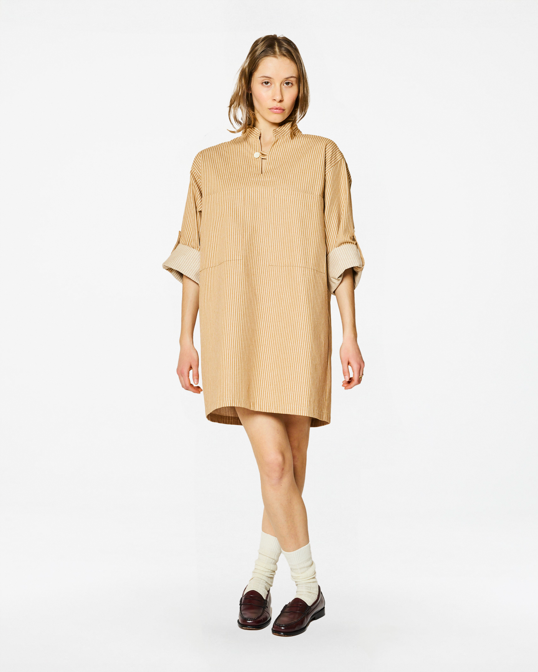 AKARI STRIPES DRESS CINNAMON