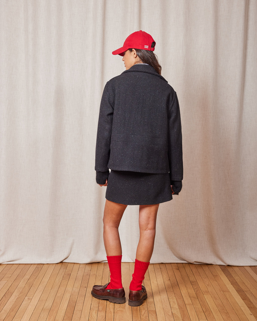 VESTE ASZA HARRIS TWEED BLACK - MULTI