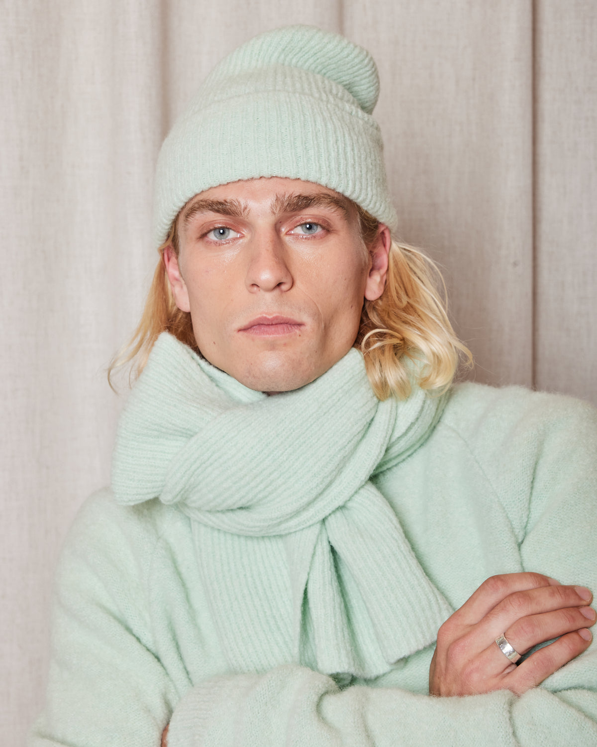 MINT WATER BABY SCARF BONNET