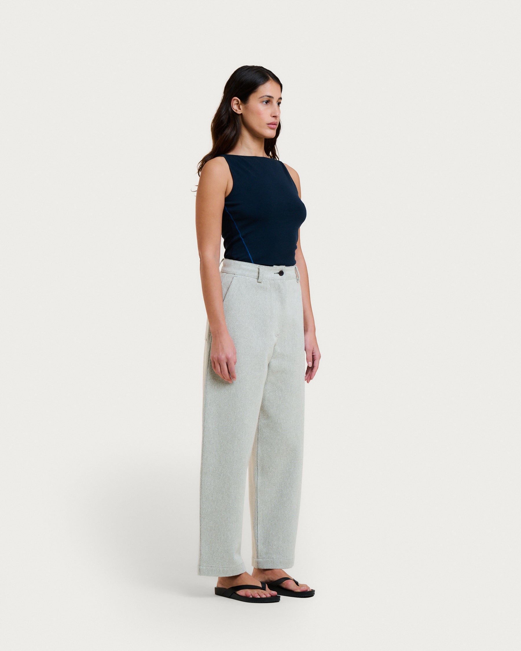 PANTALON BELLA MARCIO GREEN-CREAM