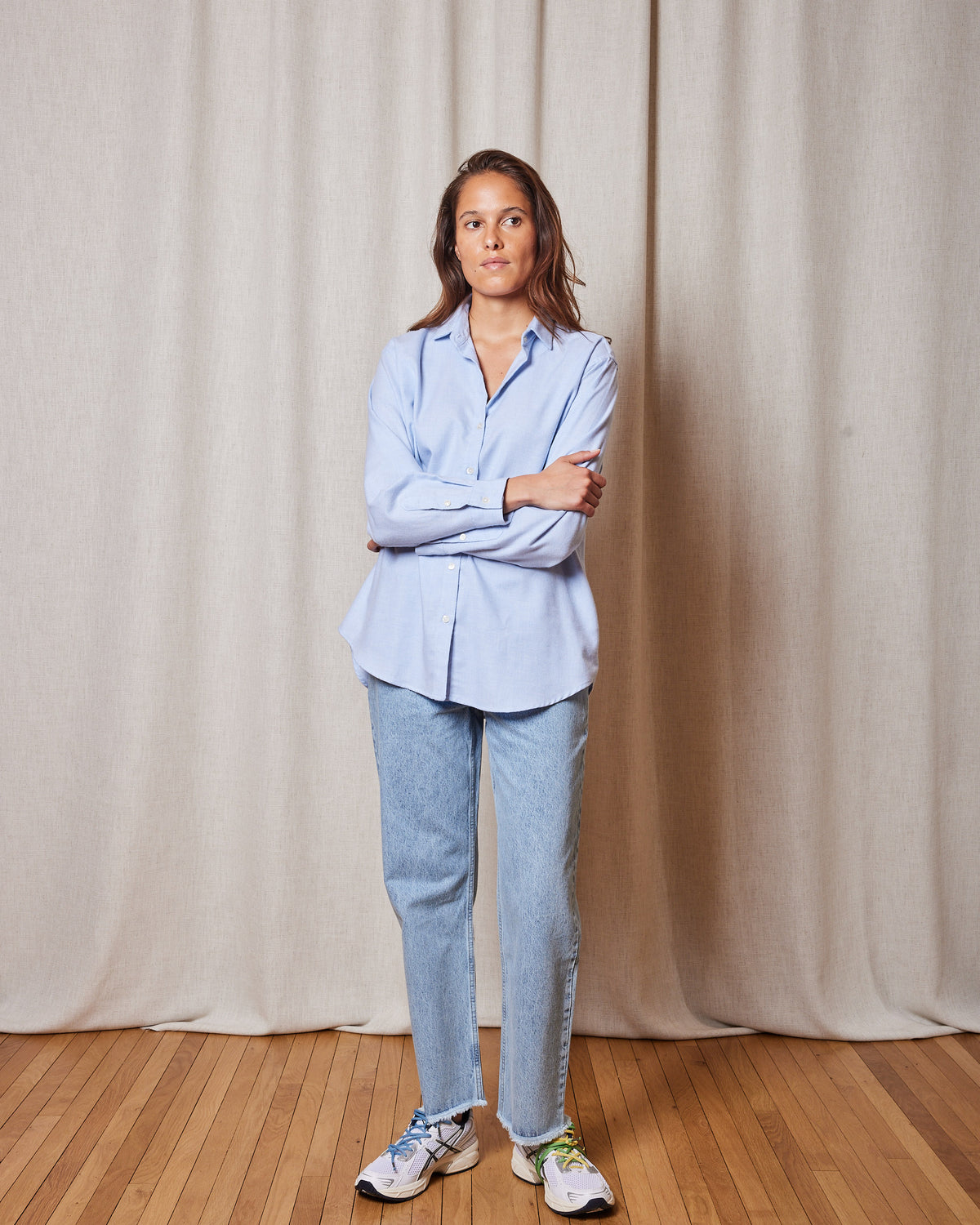 CHEMISE BOYFRIEND MERINO COOL BLUE