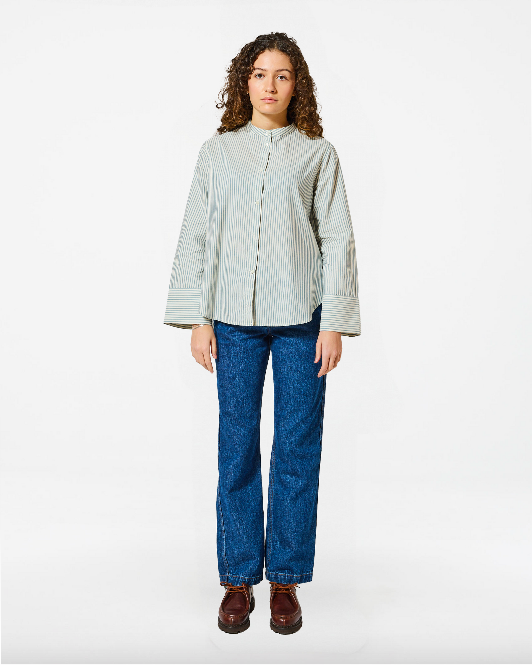 CHEMISE CHLOE BARRE ECRU-BLUE