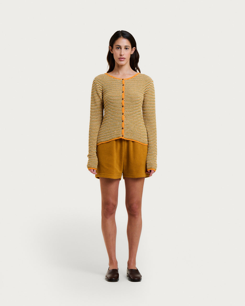 CLEO SPUMA ORANGE STRIPES CARDIGAN