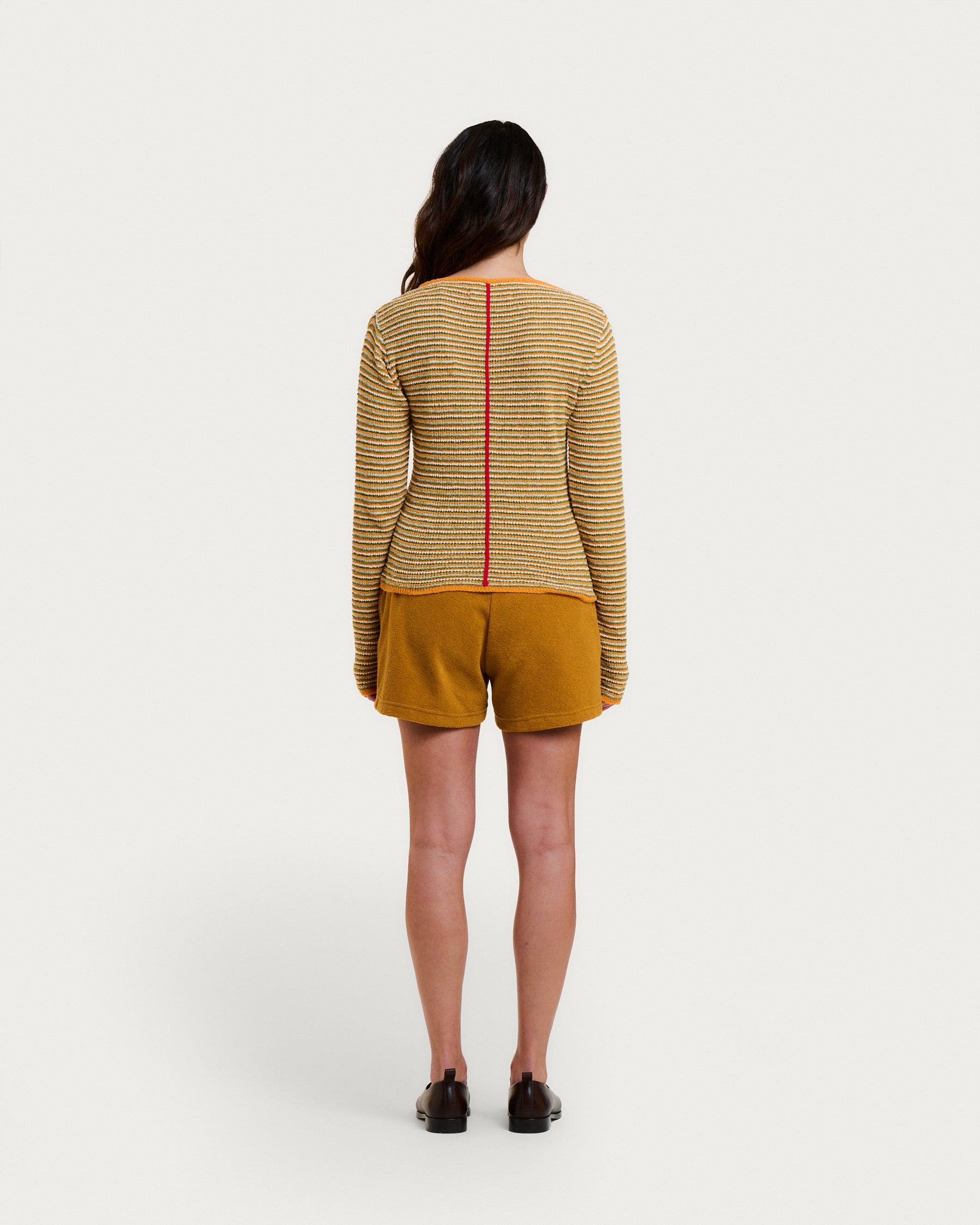 CLEO SPUMA ORANGE STRIPES CARDIGAN