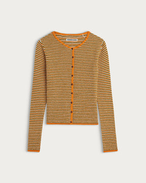 CLEO SPUMA ORANGE STRIPES CARDIGAN