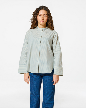 CHEMISE CHLOE BARRE ECRU-BLUE