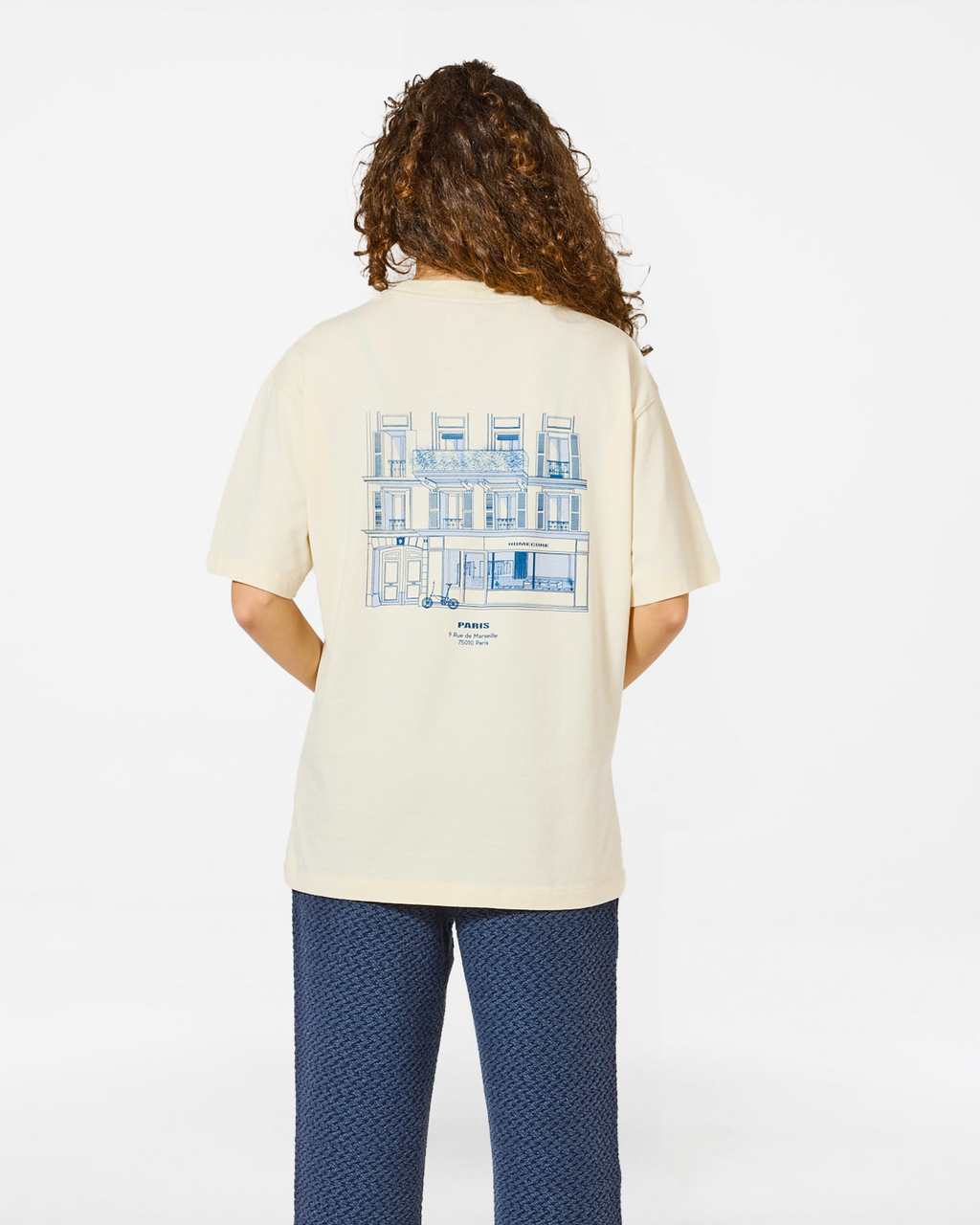 T-SHIRT PARIS 10 TEE CREAM-BLUE
