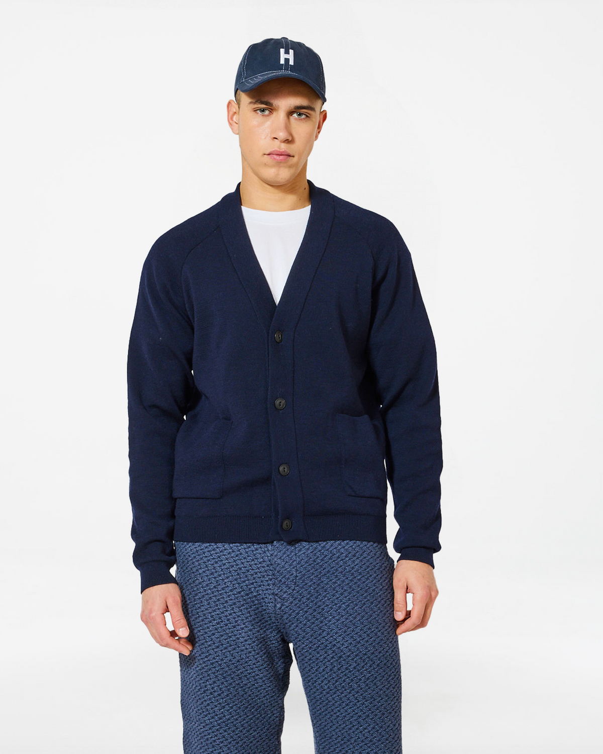 MERINO NAVY COSTES CARDIGAN