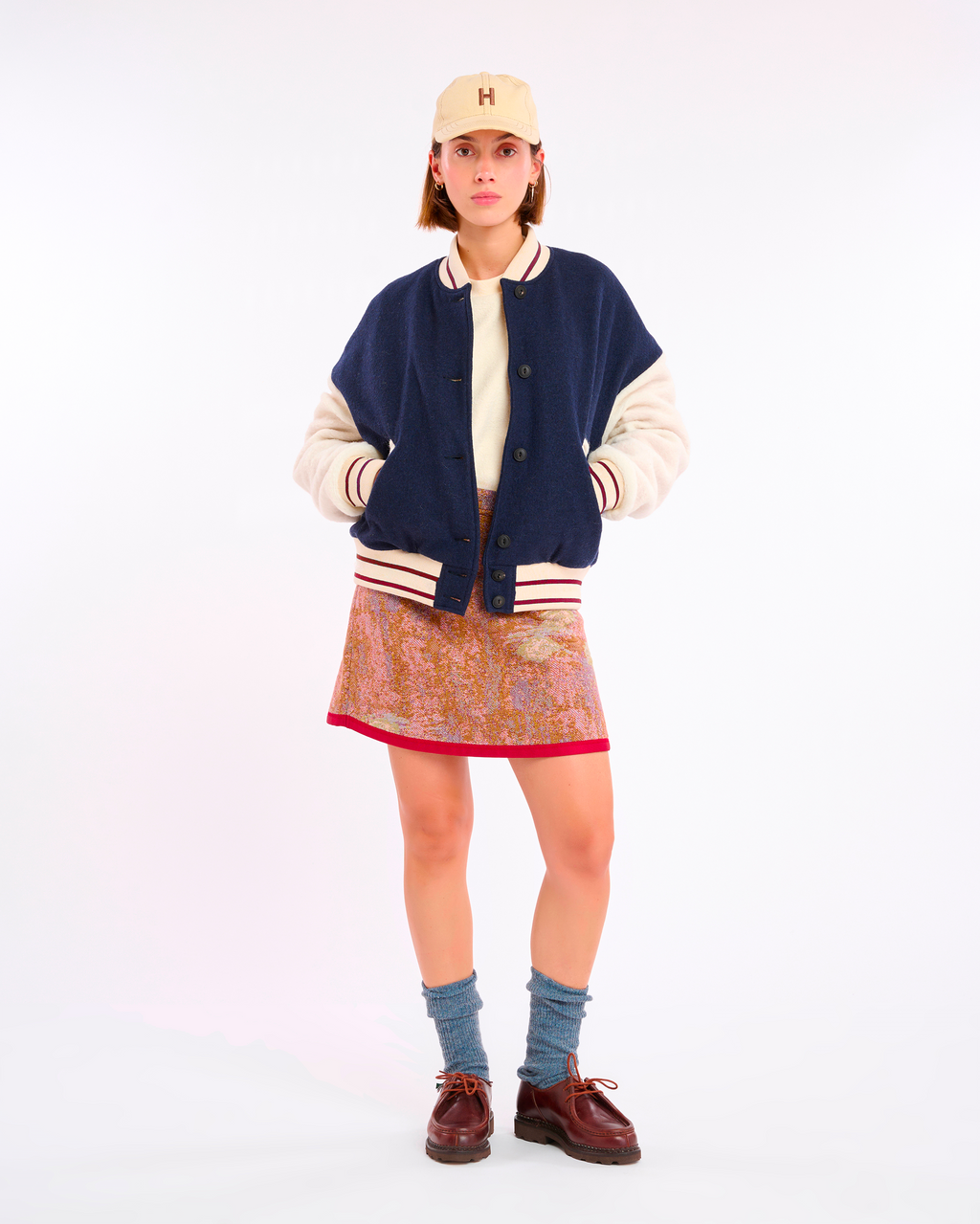 GAMMA WOOLLY JACKET BLUE-CREAM