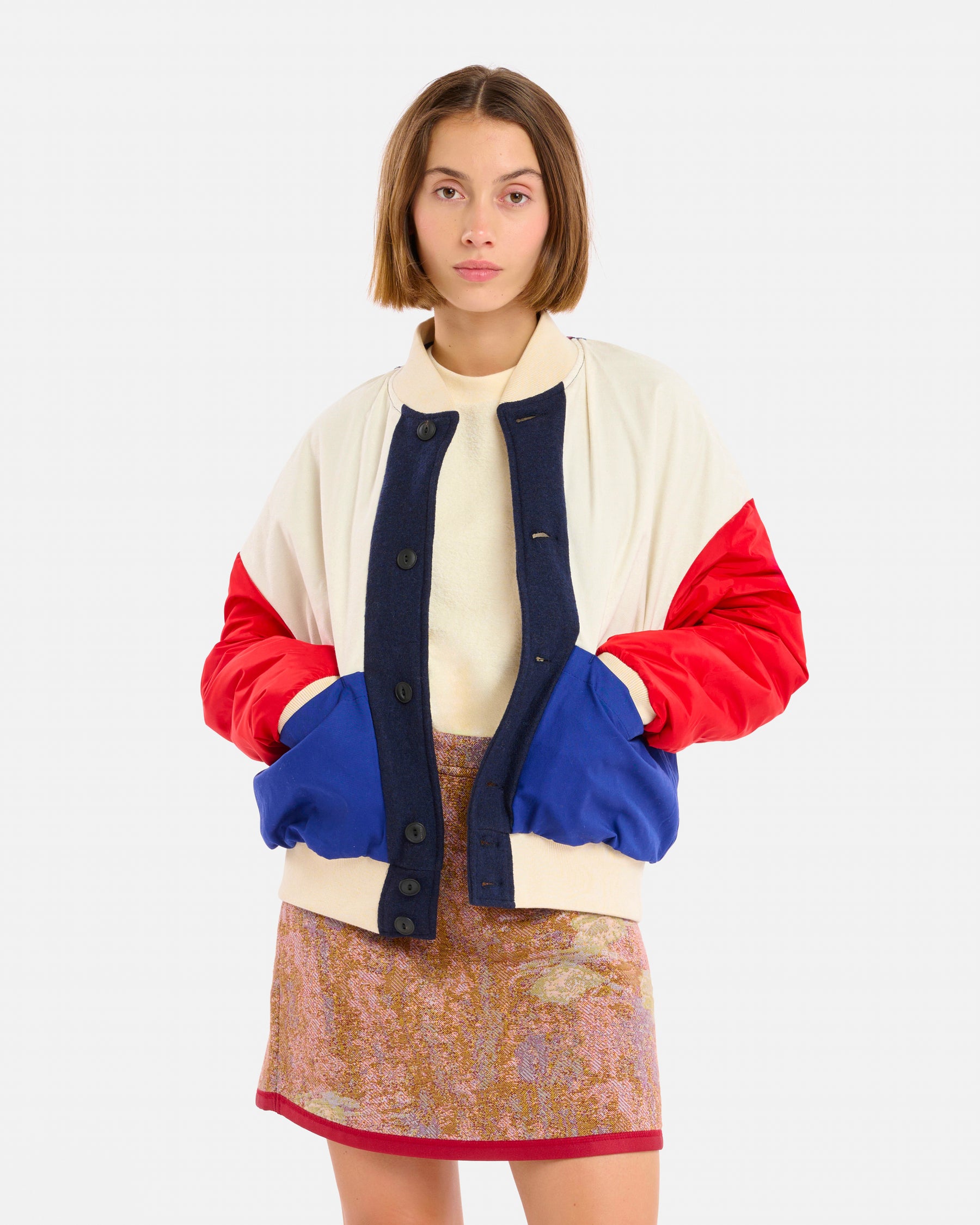 VESTE GAMMA WOOLLY BLUE-CREAM
