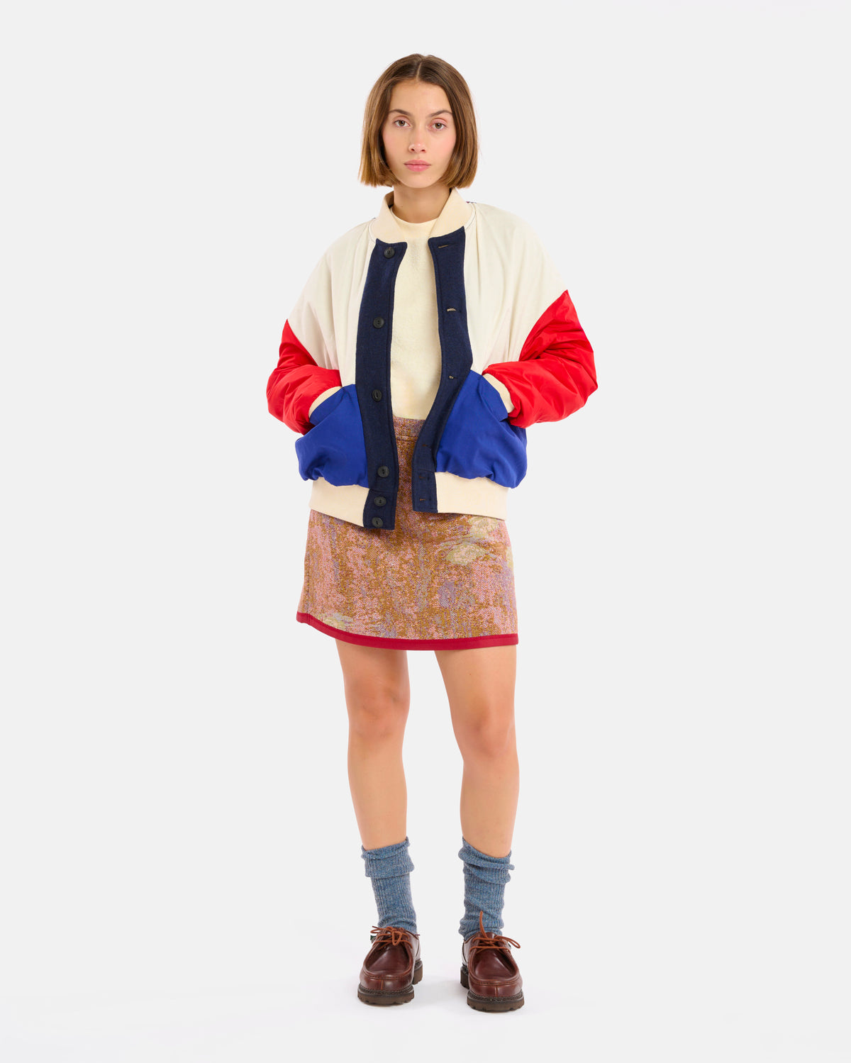 GAMMA WOOLLY JACKET BLUE-CREAM