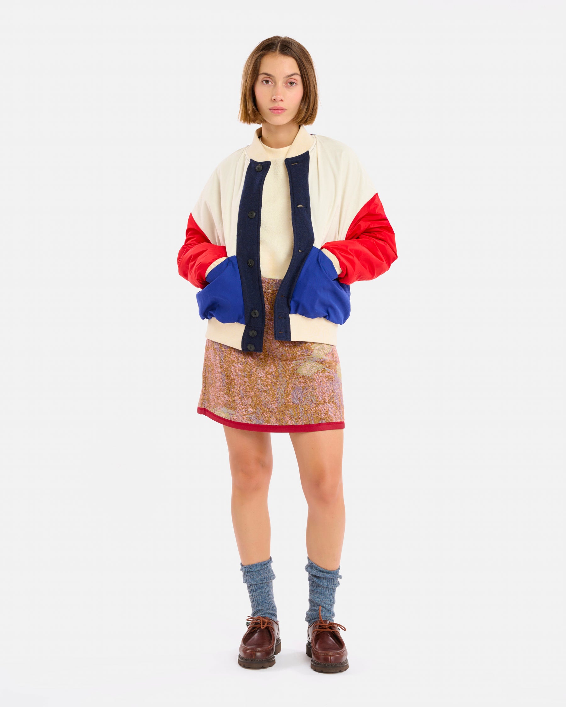 VESTE GAMMA WOOLLY BLUE-CREAM