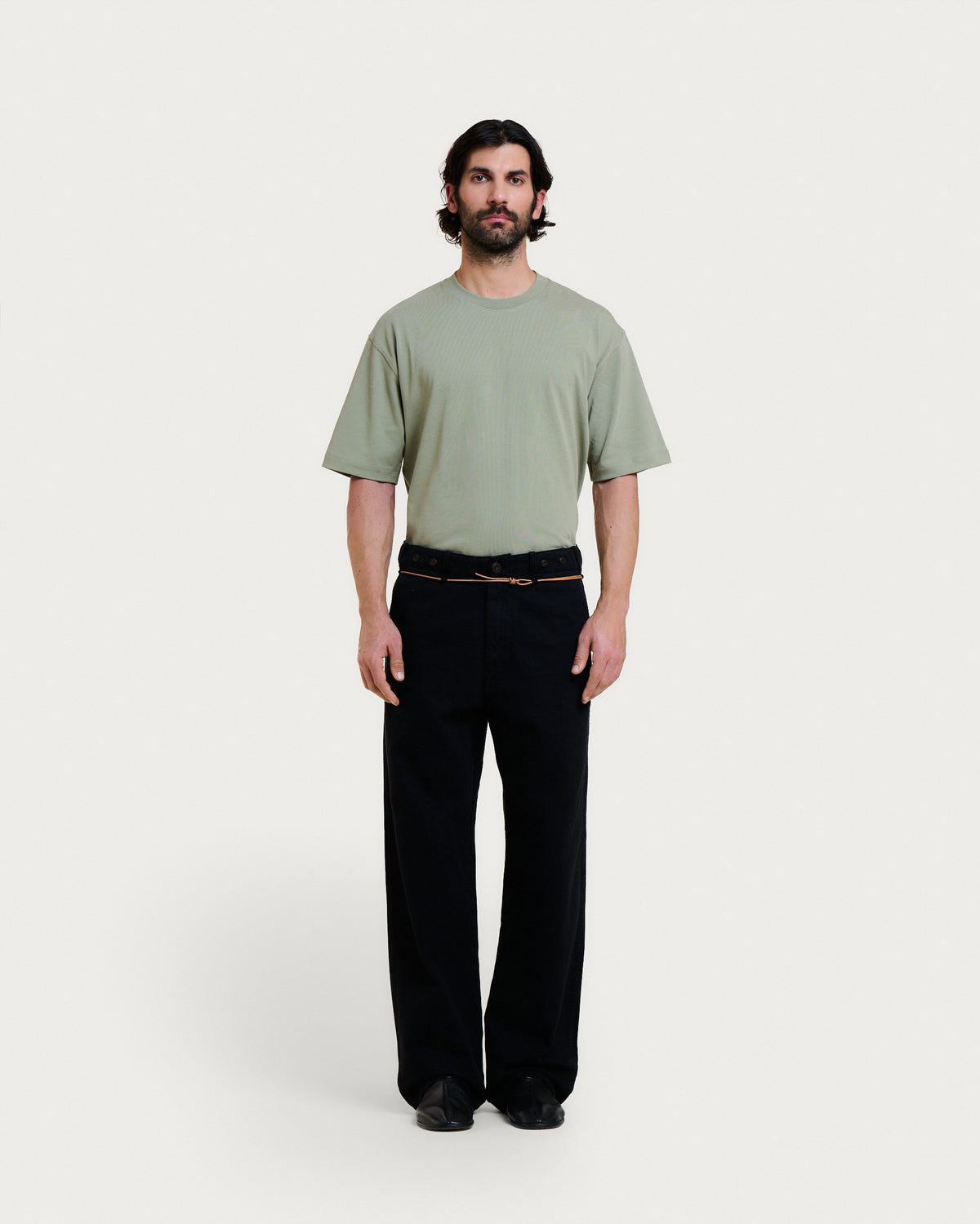 HEMMING TWILL BLACK PANT