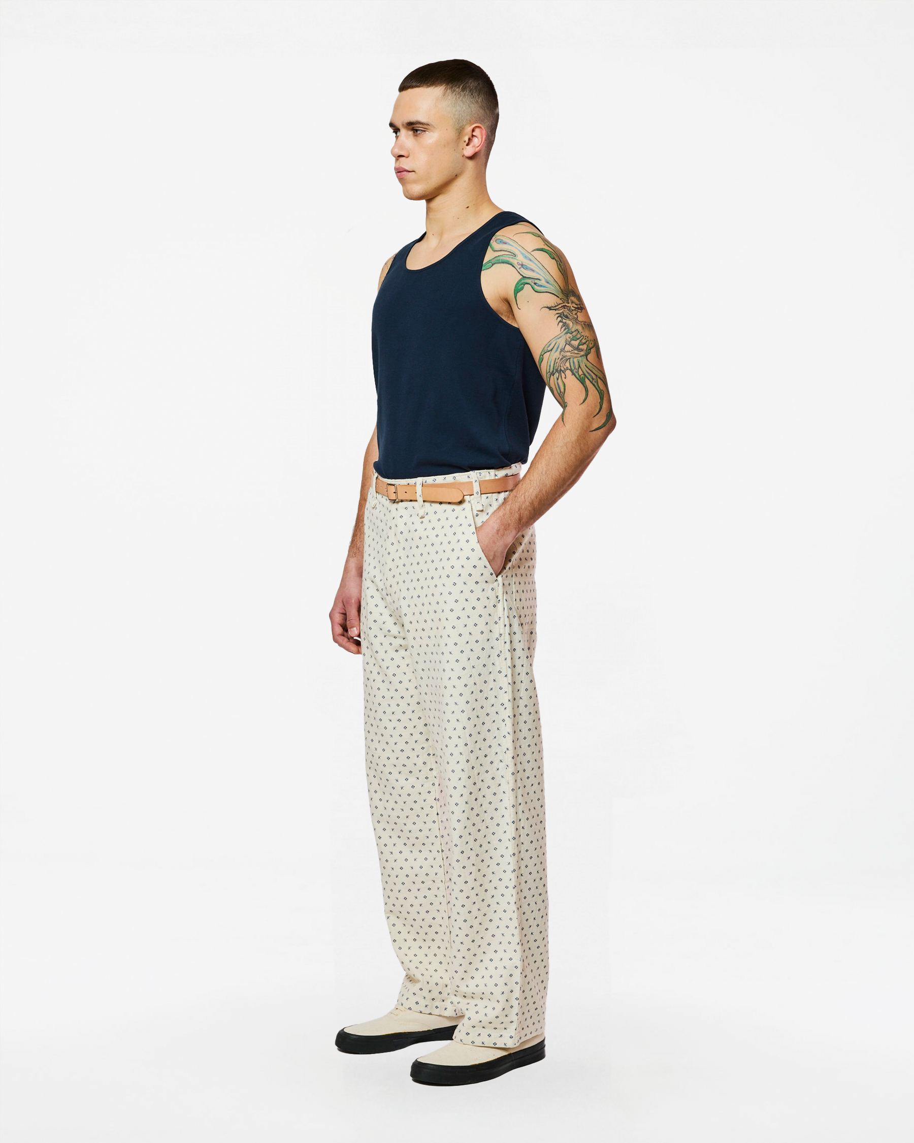 PANTALON HEMMING LOVE WHITE - NAVY
