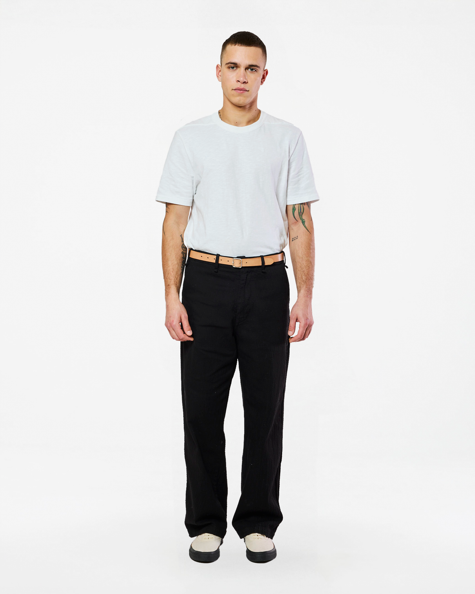 HEMMING RIPPLE BLACK PANTS