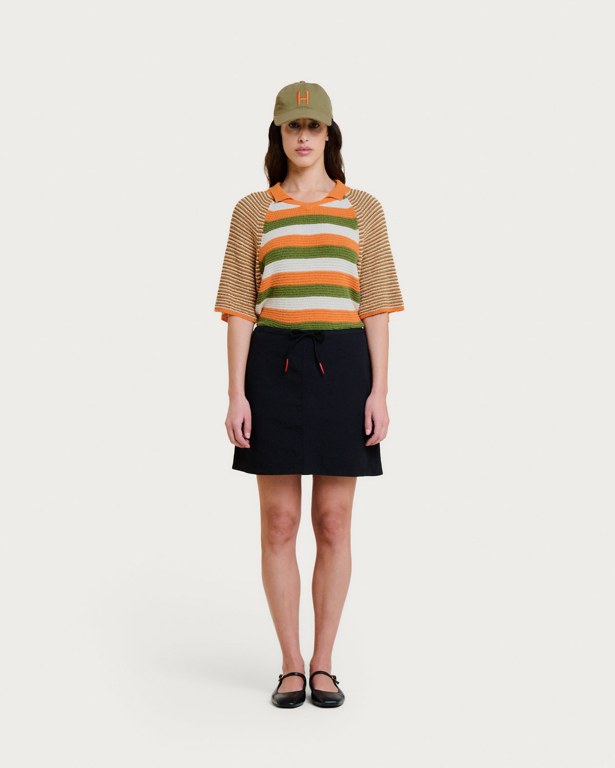 KAIA RIPSTOP BLACK SKIRT