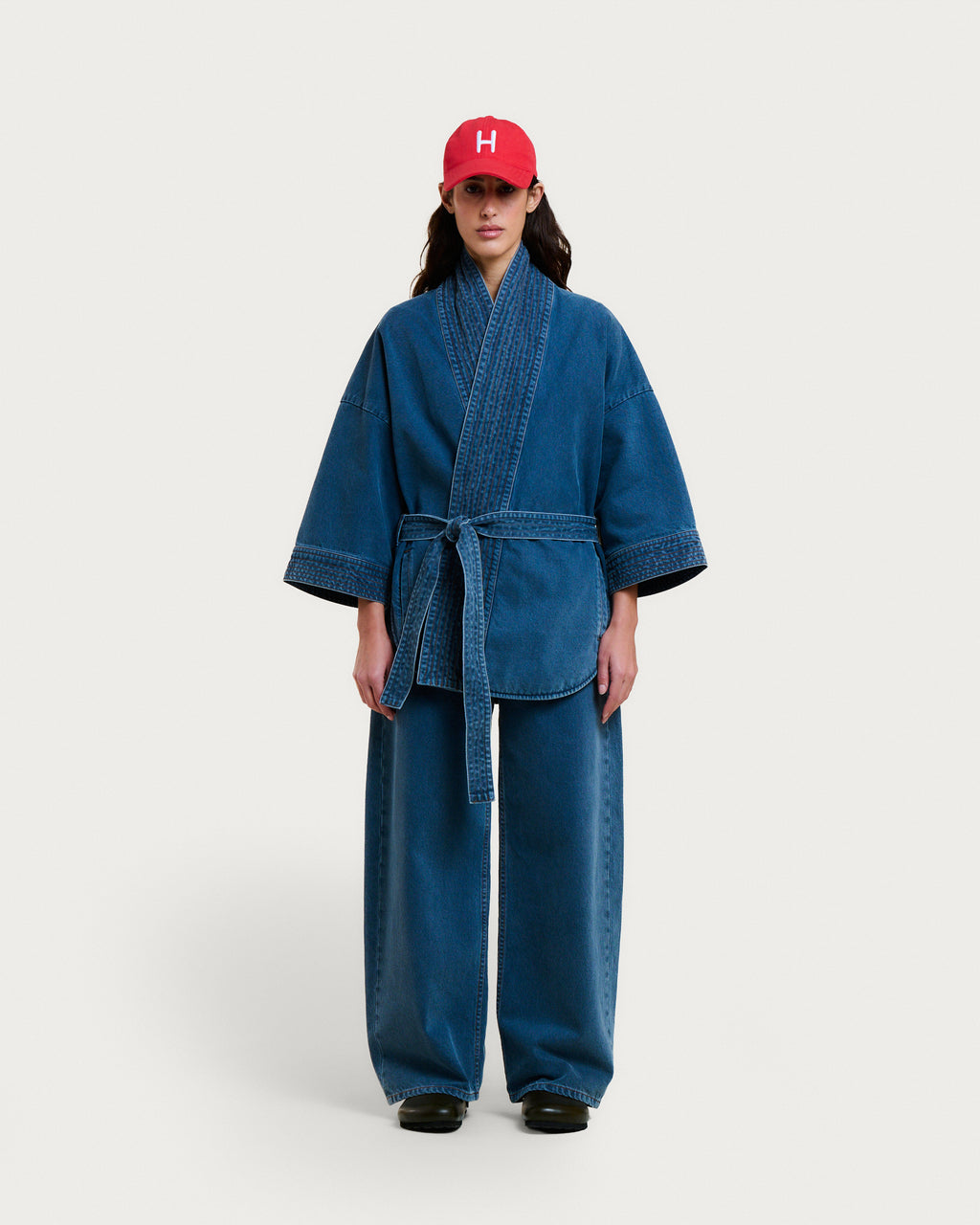 VESTE KIMONO KURA DENIM GREY-BLUE